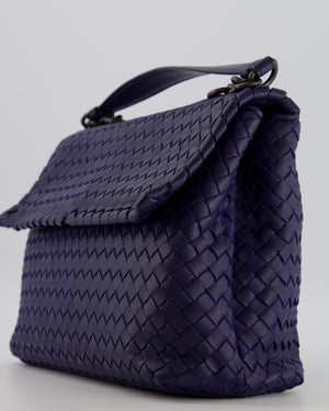 Bottega Veneta Purple Intrecciato Shoulder Bag with Matte Black Hardware