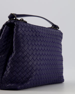 Bottega Veneta Purple Intrecciato Shoulder Bag with Matte Black Hardware