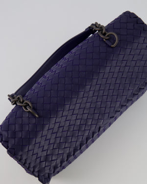 Bottega Veneta Purple Intrecciato Shoulder Bag with Matte Black Hardware