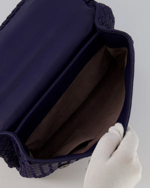 Bottega Veneta Purple Intrecciato Shoulder Bag with Matte Black Hardware