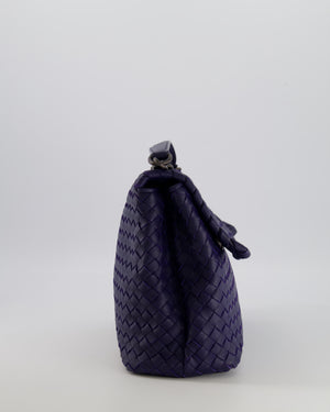 Bottega Veneta Purple Intrecciato Shoulder Bag with Matte Black Hardware