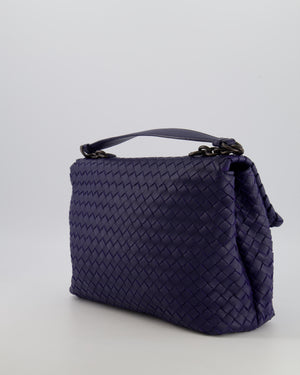 Bottega Veneta Purple Intrecciato Shoulder Bag with Matte Black Hardware