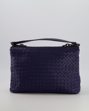 Bottega Veneta Purple Intrecciato Shoulder Bag with Matte Black Hardware