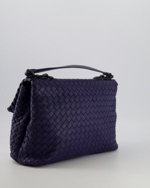 Bottega Veneta Purple Intrecciato Shoulder Bag with Matte Black Hardware