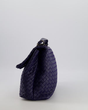 Bottega Veneta Purple Intrecciato Shoulder Bag with Matte Black Hardware