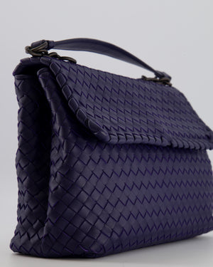 Bottega Veneta Purple Intrecciato Shoulder Bag with Matte Black Hardware