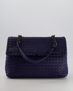 Bottega Veneta Purple Intrecciato Shoulder Bag with Matte Black Hardware