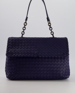 Bottega Veneta Purple Intrecciato Shoulder Bag with Matte Black Hardware