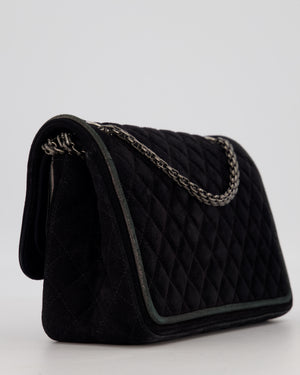 Chanel Navy Suede Reissue 2.55 Quilted Medium Double Flap Bag with Brushed Silver Hardware