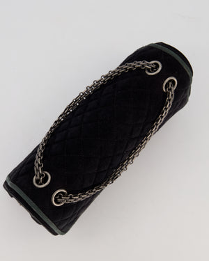 Chanel Navy Suede Reissue 2.55 Quilted Medium Double Flap Bag with Brushed Silver Hardware