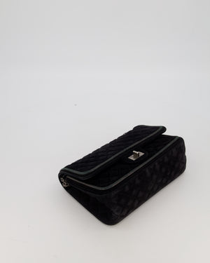 Chanel Navy Suede Reissue 2.55 Quilted Medium Double Flap Bag with Brushed Silver Hardware