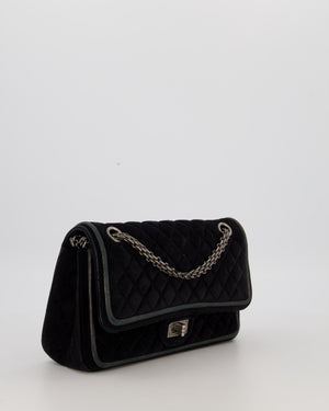 Chanel Navy Suede Reissue 2.55 Quilted Medium Double Flap Bag with Brushed Silver Hardware