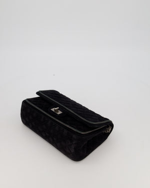 Chanel Navy Suede Reissue 2.55 Quilted Medium Double Flap Bag with Brushed Silver Hardware
