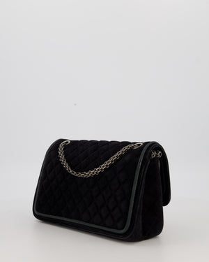 Chanel Navy Suede Reissue 2.55 Quilted Medium Double Flap Bag with Brushed Silver Hardware