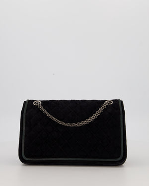 Chanel Navy Suede Reissue 2.55 Quilted Medium Double Flap Bag with Brushed Silver Hardware