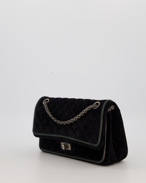Chanel Navy Suede Reissue 2.55 Quilted Medium Double Flap Bag with Brushed Silver Hardware