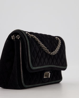 Chanel Navy Suede Reissue 2.55 Quilted Medium Double Flap Bag with Brushed Silver Hardware