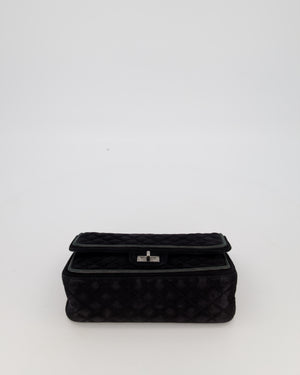 Chanel Navy Suede Reissue 2.55 Quilted Medium Double Flap Bag with Brushed Silver Hardware