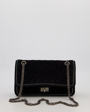 Chanel Navy Suede Reissue 2.55 Quilted Medium Double Flap Bag with Brushed Silver Hardware