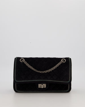 Chanel Navy Suede Reissue 2.55 Quilted Medium Double Flap Bag with Brushed Silver Hardware