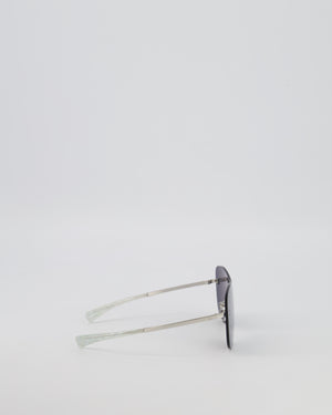 Chanel Silver Quilted 71158 Mirrored Shield Sunglasses