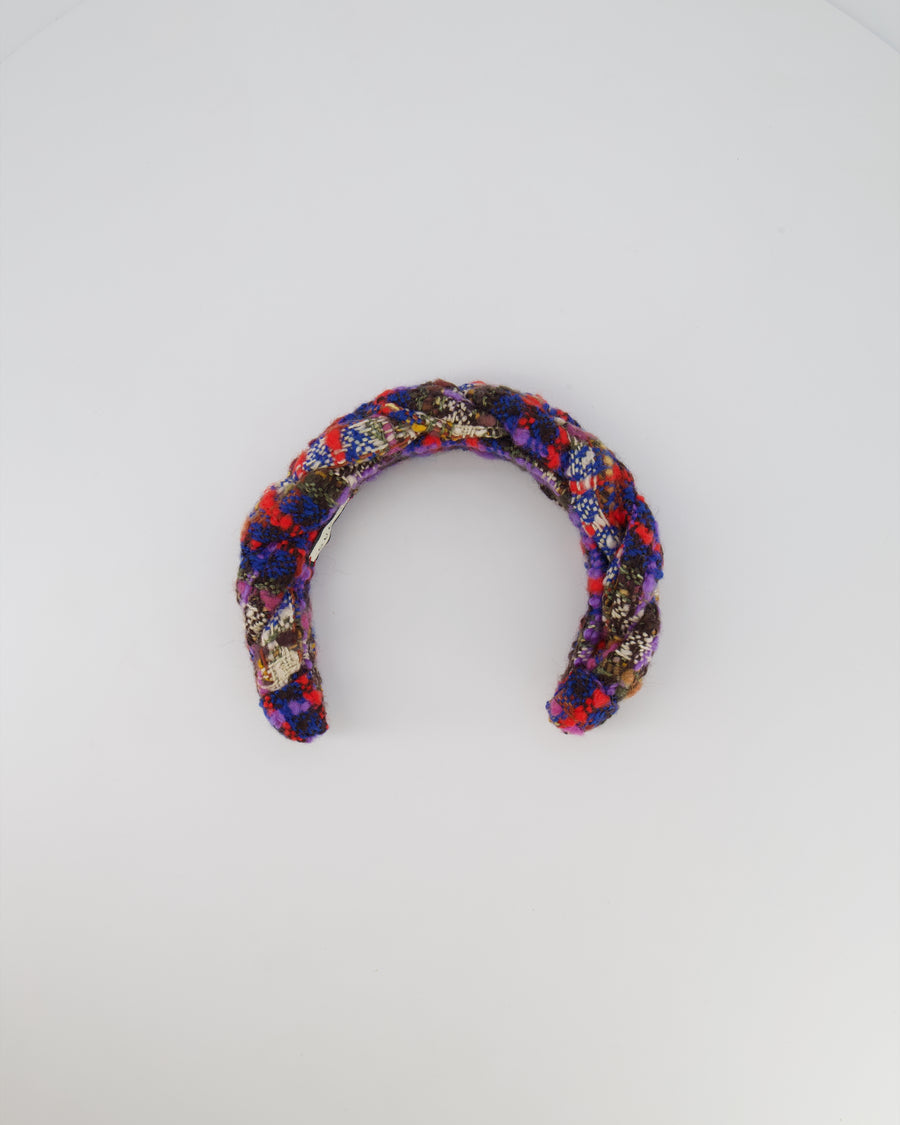 Gucci Multi-Colour Tweed Headband with Gold GG Detail