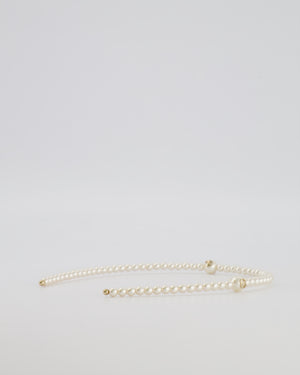 Chanel White Pearl Headband with Gold CC Details