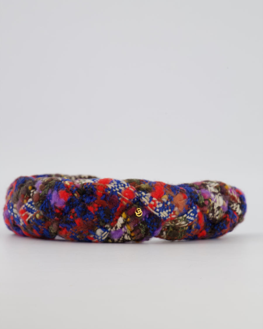 Gucci Multi-Colour Tweed Headband with Gold GG Detail