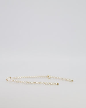 Chanel White Pearl Headband with Gold CC Details