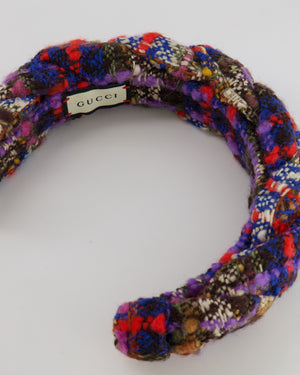 Gucci Multi-Colour Tweed Headband with Gold GG Detail