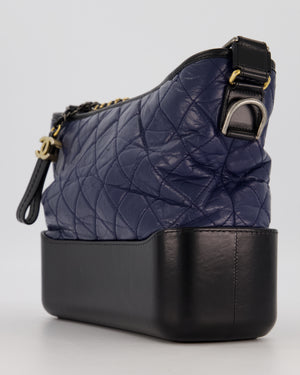 Chanel Navy and Black Medium Gabrielle Bag in Calfskin Leather with Mixed Hardware