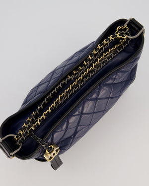 Chanel Navy and Black Medium Gabrielle Bag in Calfskin Leather with Mixed Hardware