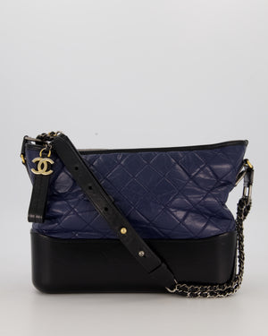 Chanel Navy and Black Medium Gabrielle Bag in Calfskin Leather with Mixed Hardware