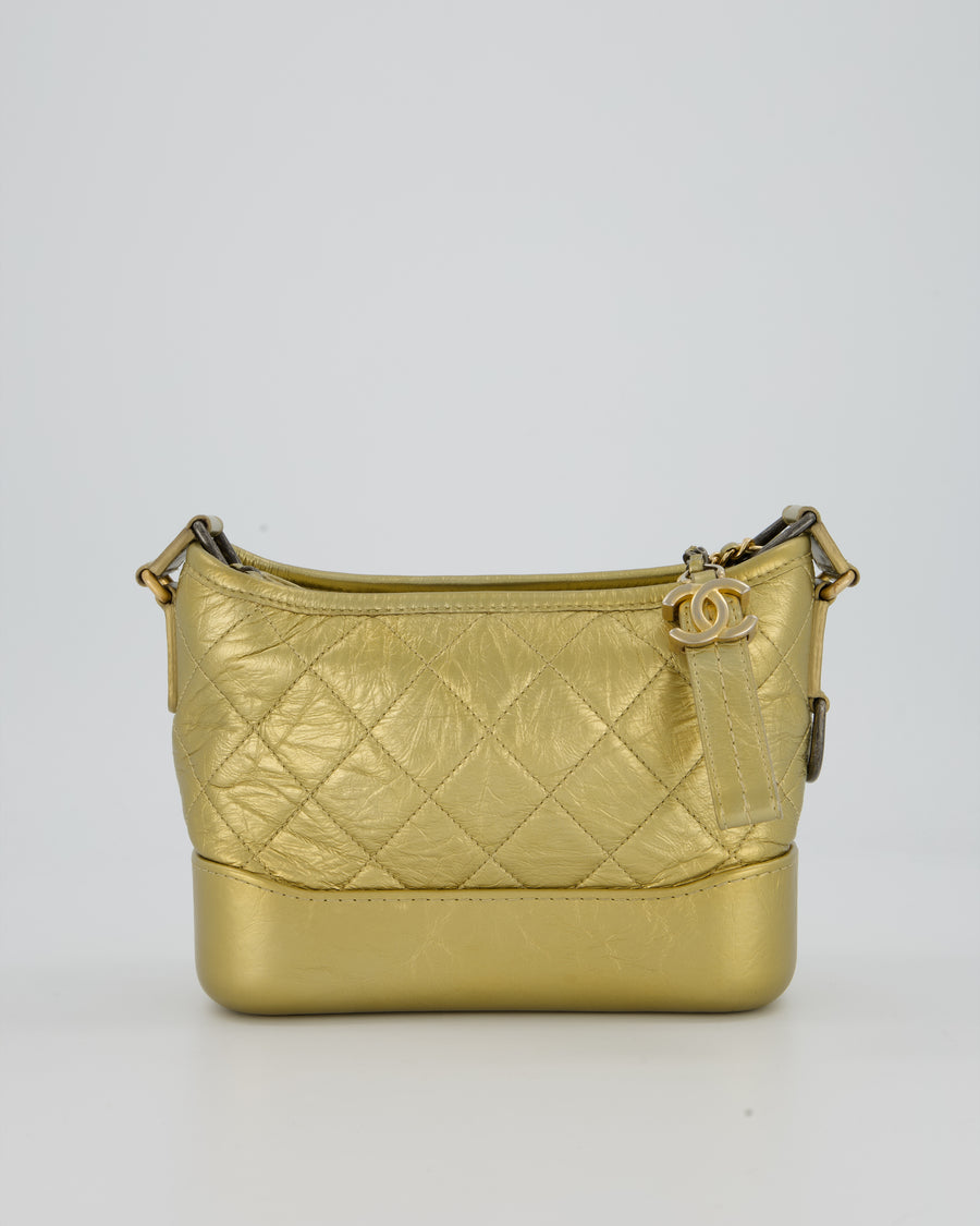 Chanel Metallic Gold Small Gabrielle Bag in Aged Calfskin Leather with Mixed Hardware