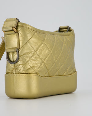 Chanel Metallic Gold Small Gabrielle Bag in Aged Calfskin Leather with Mixed Hardware