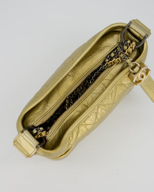 Chanel Metallic Gold Small Gabrielle Bag in Aged Calfskin Leather with Mixed Hardware