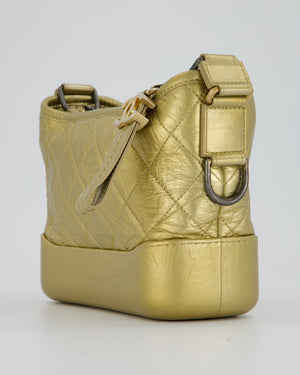 Chanel Metallic Gold Small Gabrielle Bag in Aged Calfskin Leather with Mixed Hardware