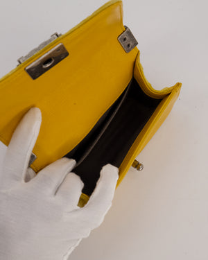 Chanel Mini Boy Bag in Mustard Yellow Velvet with Ruthenium Hardware