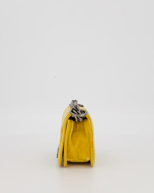 Chanel Mini Boy Bag in Mustard Yellow Velvet with Ruthenium Hardware