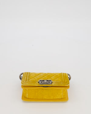 Chanel Mini Boy Bag in Mustard Yellow Velvet with Ruthenium Hardware