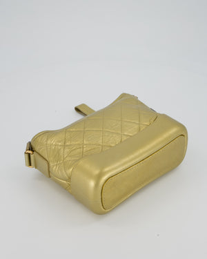 Chanel Metallic Gold Small Gabrielle Bag in Aged Calfskin Leather with Mixed Hardware