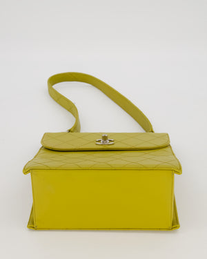 Chanel Vintage Acid Green Kelly Flap Top Handle Shoulder Bag in Caviar Leather with Silver Hardware