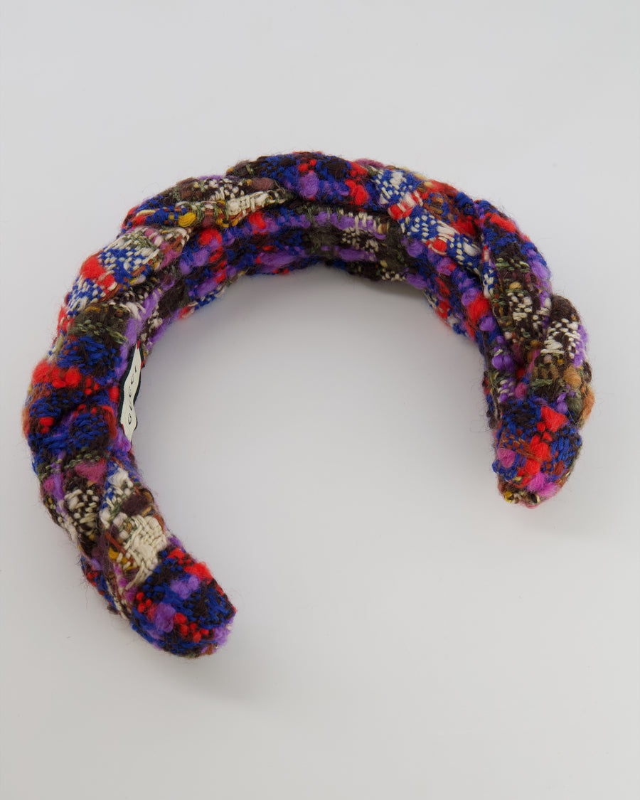 Gucci Multi-Colour Tweed Headband with Gold GG Detail