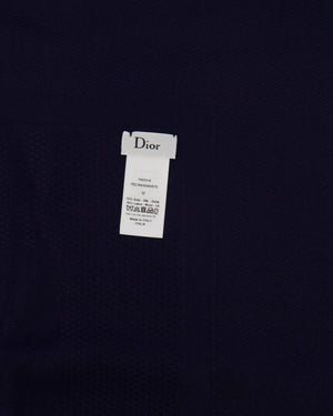 Christian Dior Navy Blue Cannage Print Square Silk and Wool Scarf Size 140 x 140cm RRP £910