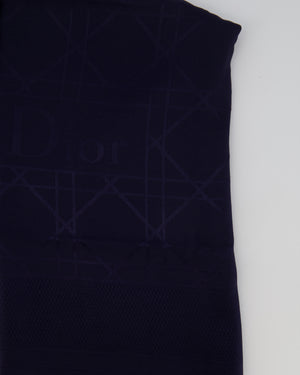Christian Dior Navy Blue Cannage Print Square Silk and Wool Scarf Size 140 x 140cm RRP £910