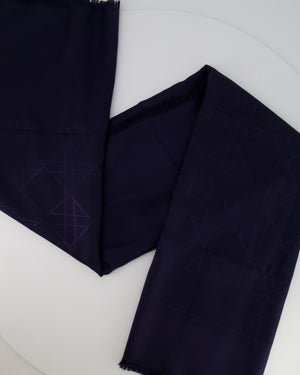 Christian Dior Navy Blue Cannage Print Square Silk and Wool Scarf Size 140 x 140cm RRP £910
