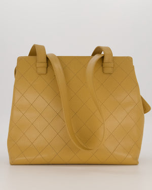 Chanel Beige Wild Stitch Quilted Tote Bag in Caviar Leather with Gold Hardware