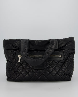 Chanel Black Coco Cocoon Reversible Tote Bag In Nylon with Silver Hardware