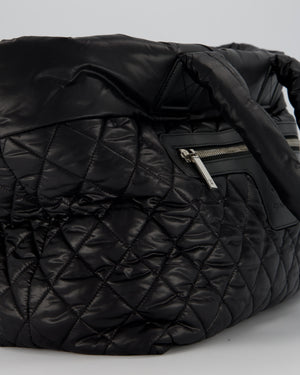 Chanel Black Coco Cocoon Reversible Tote Bag In Nylon with Silver Hardware