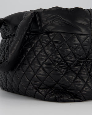 Chanel Black Coco Cocoon Reversible Tote Bag In Nylon with Silver Hardware